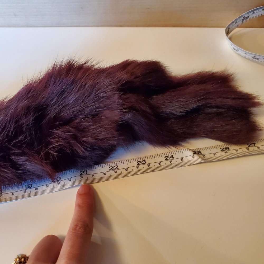 Rabbit Fur Red Burgundy Wrap Neck Wrap Collar Scarf - Picture 9 of 9